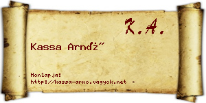 Kassa Arnó névjegykártya